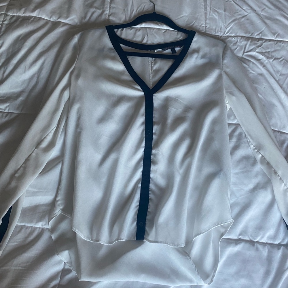 victorias secret white long sleeve blouse